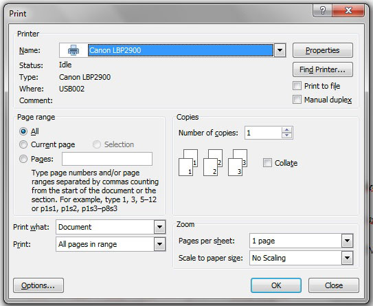 Thực hiện in thử sau khi đã cài đặt xong máy in canon LBP 2900 Thực hiện in thử sau khi đã cài đặt xong máy in canon LBP 2900
